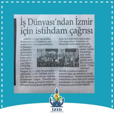 İŞ DÜNYASINDAN İZMİR İÇİN İSTİHDAM ÇAĞRISI